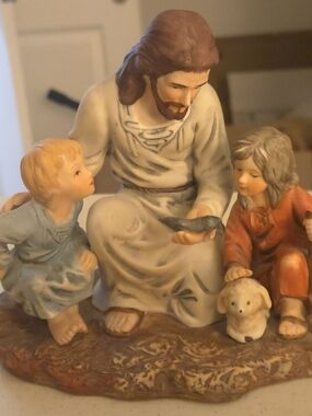 Vintage 1983 Homco Masterpiece Porcelain "The Fisherman" Jesus & Children Figuri